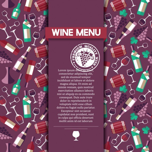 Modelo de tarjeta de menú de vino