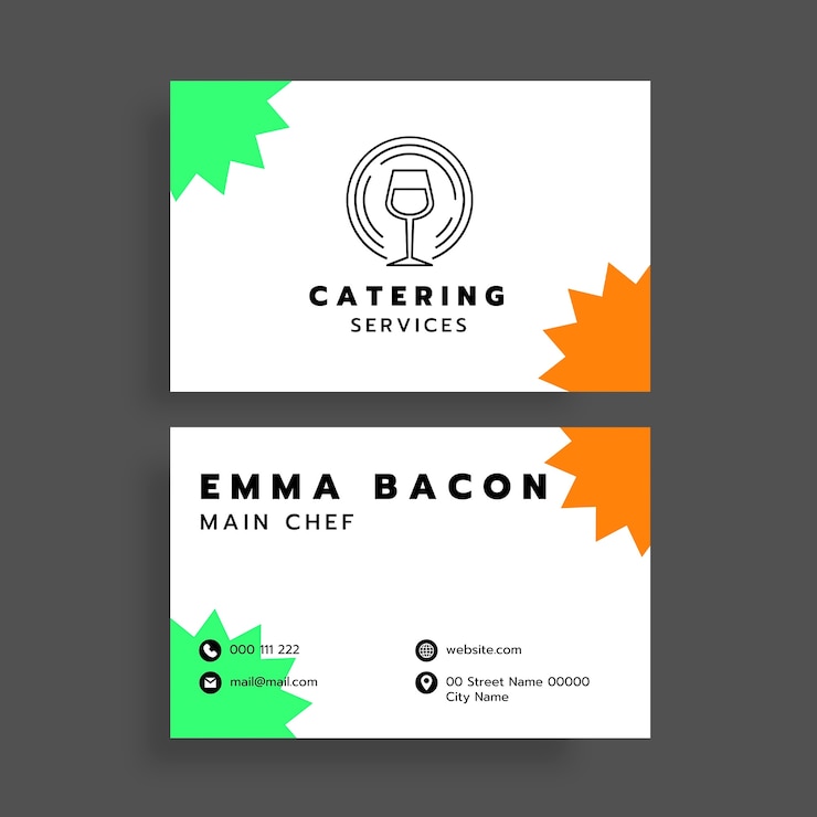 Vector gratuito modelo de tarjeta de visita de catering profesional lineal moderno