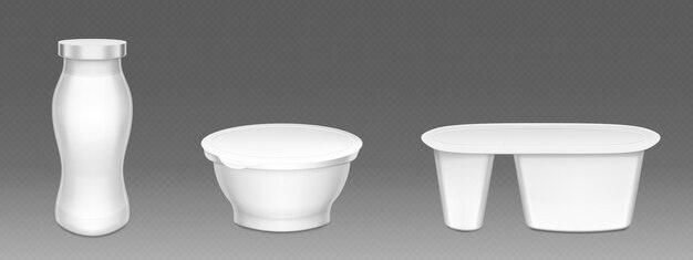 Modelo de taza de yogur de plástico Empaque de olla de crema blanca