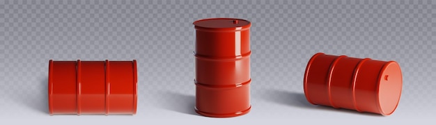 Modelo vectorial de barril de petróleo rojo 3d de lata de gas metálico