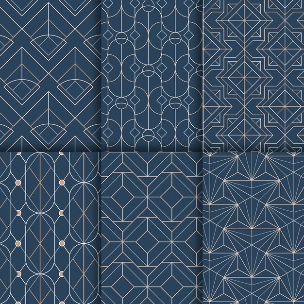 Los modelos inconsútiles geométricos blancos fijaron en un fondo azul