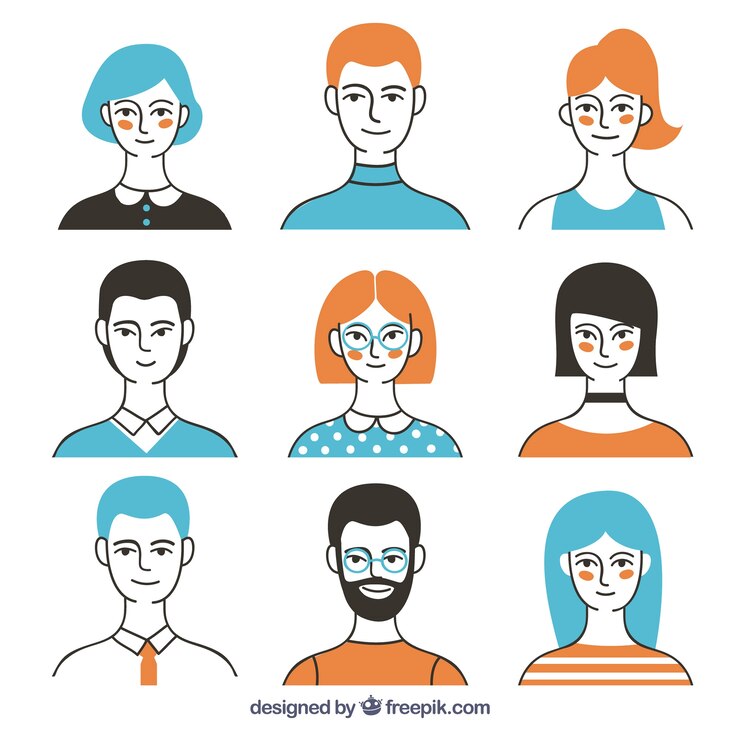 Vector gratuito moderna colección de avatar con estilo colorido.