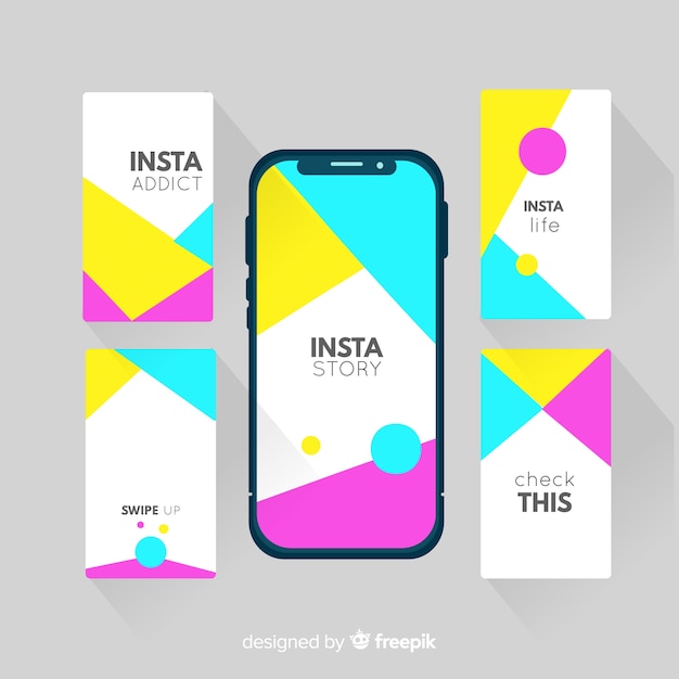 Vector gratuito moderna colección de plantillas de stories de instagram