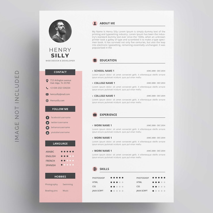 Vector gratuito moderna plantilla simple para currículum