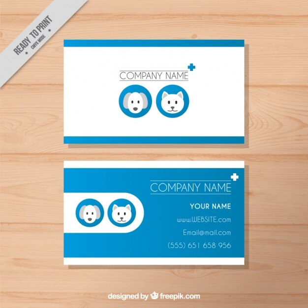 Vector gratuito moderna tarjeta veterinaria azul 
