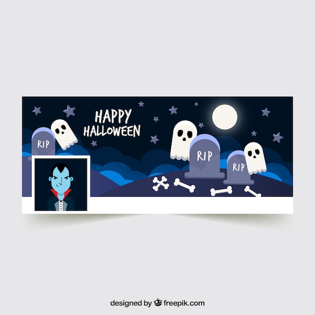 Vector gratuito moderno banner de facebook para halloween