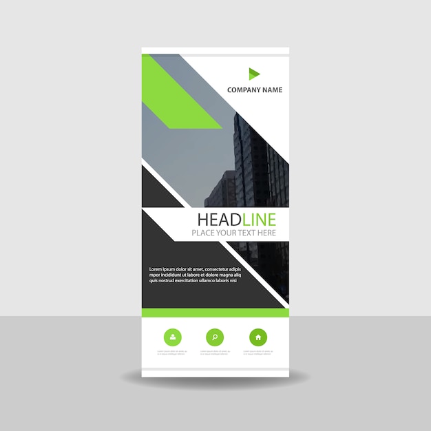 Vector gratuito moderno banner roll up comercial verde