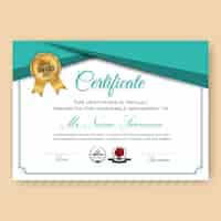 Vector gratuito moderno certificado verificado plantilla de fondo con esquema de color turquesa