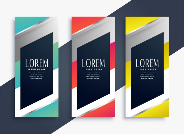 Moderno conjunto geométrico de banners verticales
