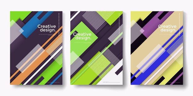 Moderno conjunto de portadas abstractas diseño de portadas mínimas ilustración vectorial de fondo geométrico de colores