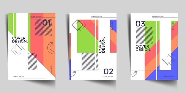 Moderno conjunto de portadas abstractas diseño de portadas mínimas ilustración vectorial de fondo geométrico de colores