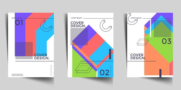 Moderno conjunto de portadas abstractas diseño de portadas mínimas ilustración vectorial de fondo geométrico de colores