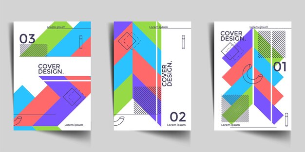 Moderno conjunto de portadas abstractas diseño de portadas mínimas ilustración vectorial de fondo geométrico de colores