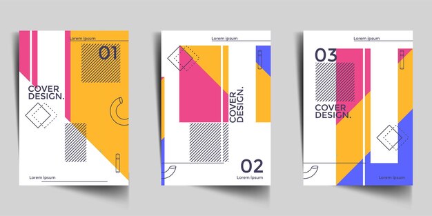 Moderno conjunto de portadas abstractas diseño de portadas mínimas ilustración vectorial de fondo geométrico de colores