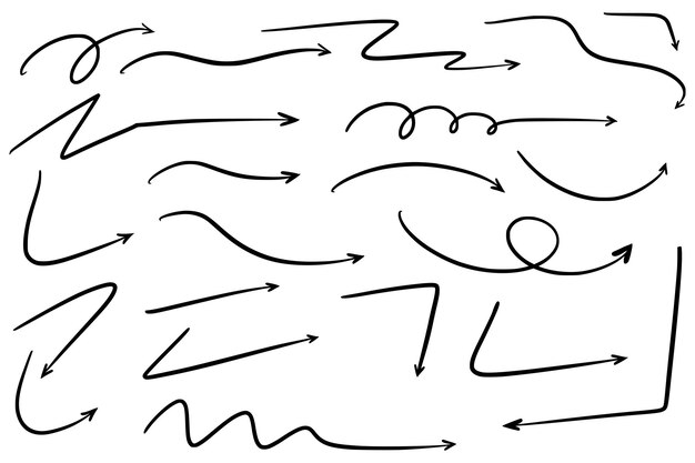 Moderno diseño de conjunto de flechas de dibujo a mano diferente