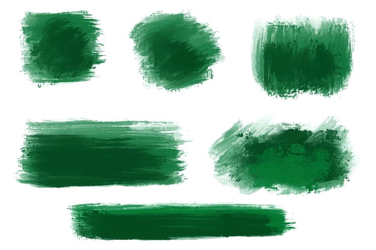 Vector gratuito moderno diseño de conjunto de pinceladas de acuarela verde oscuro