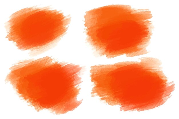 Moderno diseño de conjunto de trazos de pincel de acuarela naranja