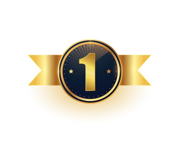 moderno y dorado número 1 o un vector de diseño de etiqueta de victoria