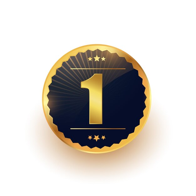 moderno y dorado número uno firma un vector de medalla de honor