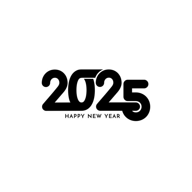 Moderno feliz año nuevo 2025 diseño de texto de saludo de fondo