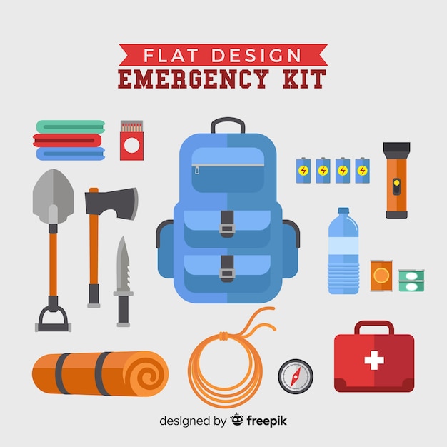 Moderno kit de emergencia en diseño flat