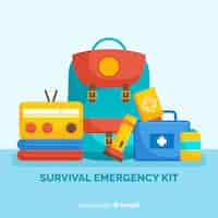 Vector gratuito moderno kit de emergencia en diseño flat