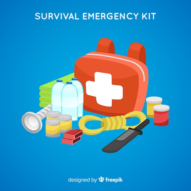 Moderno kit de emergencia en estilo flat