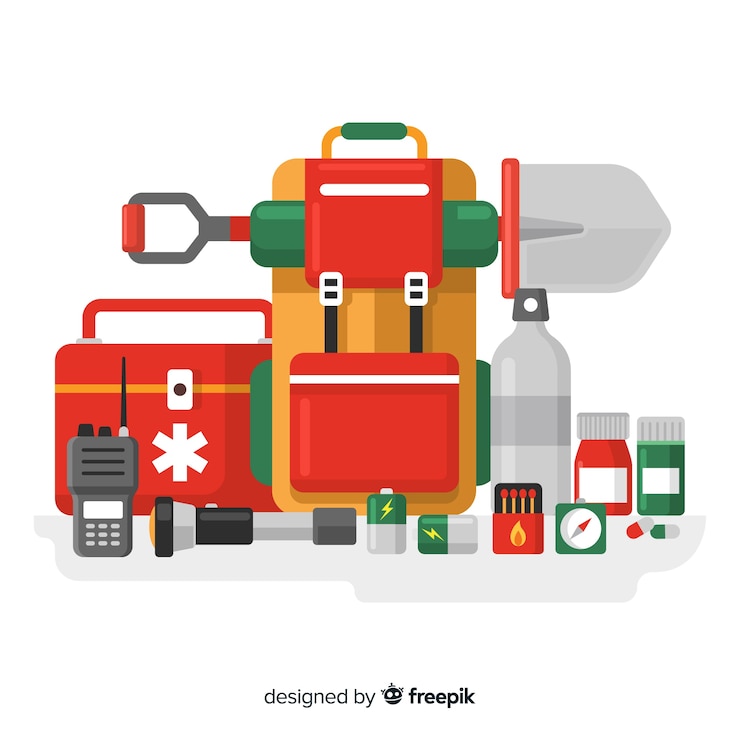 Vector gratuito moderno kit de emergencia en estilo flat