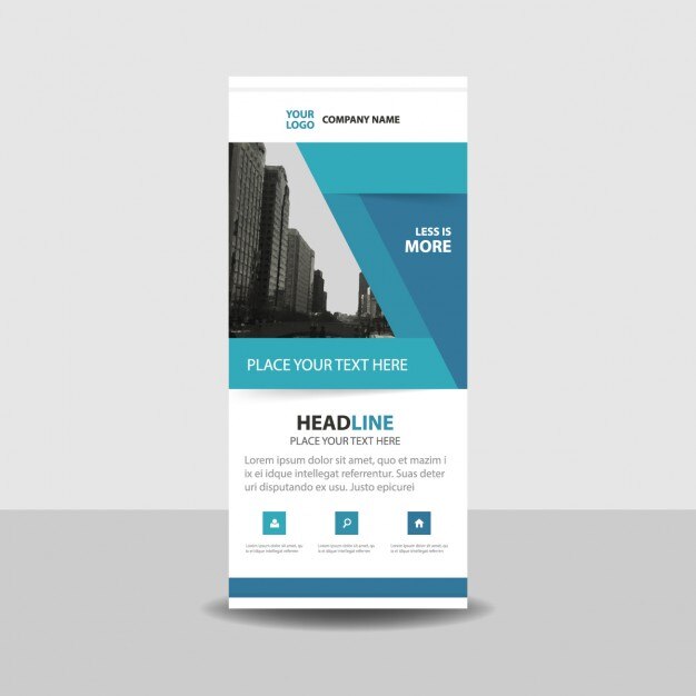 Vector gratuito moderno roll up azul con formas geométricas