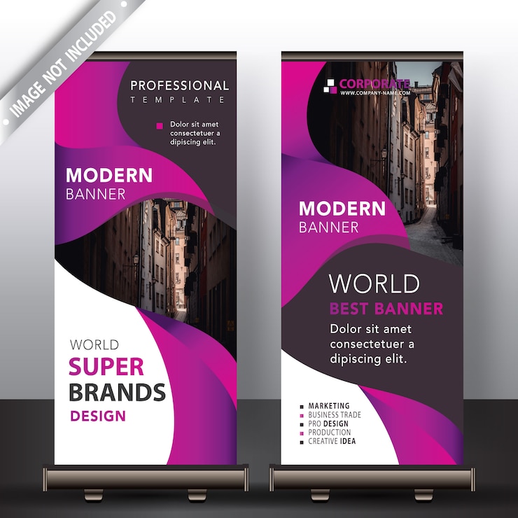 Vector gratuito moderno roll up banner mock up
