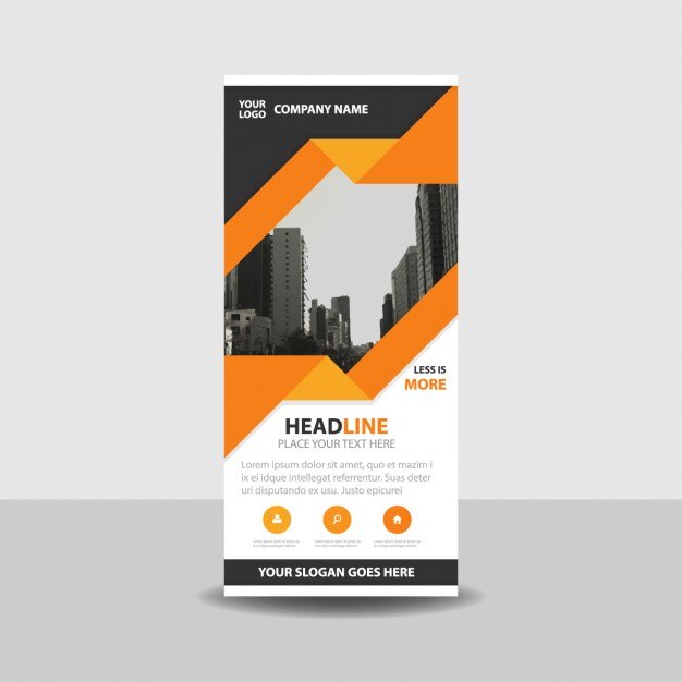 Vector gratuito moderno roll up naranja y negro