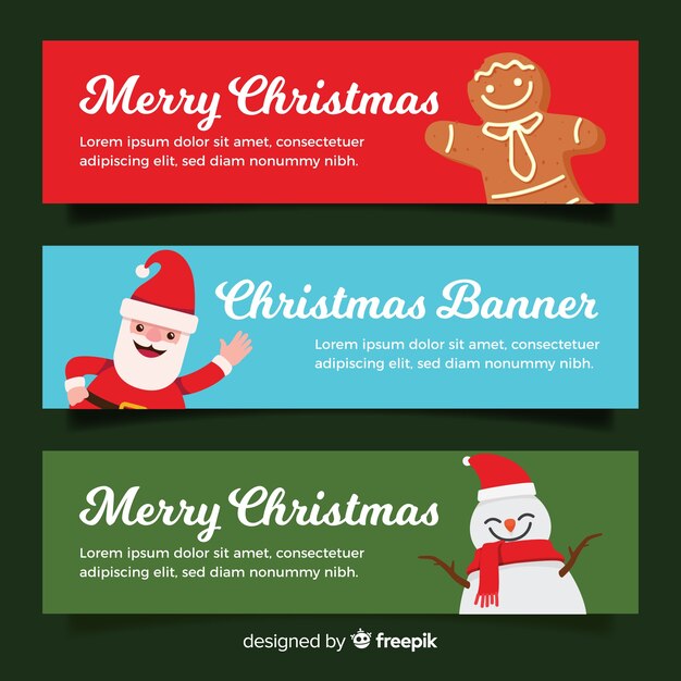 Modernos banners de navidad en estilo flat