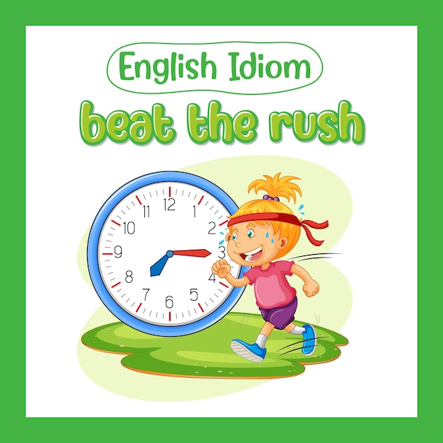 Vector gratuito modismo en inglés con descripción de imagen para beat the rush