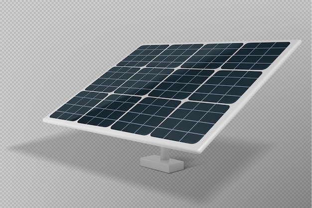 Módulo fotovoltaico 3D realista en transparente.