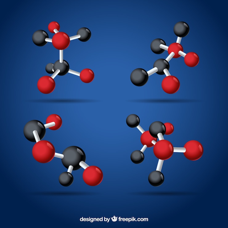 Vector gratuito moléculas coloridas con diseño plano