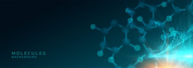 Moléculas estructura ciencia médica y salud fondo bandera