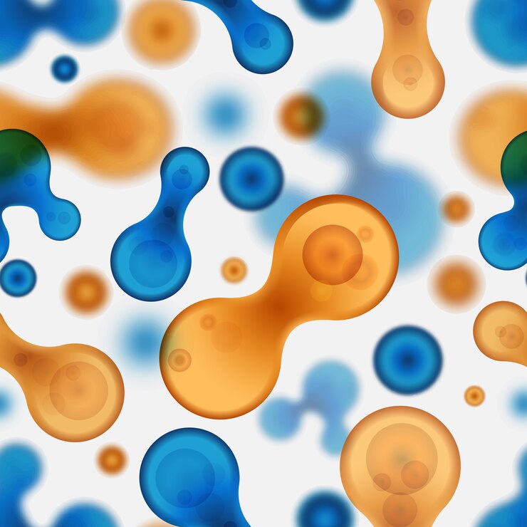 Vector gratuito moléculas de patrones sin fisuras. concepto de ciencia y microbiología. química y átomo, biología de la estructura, textura molecular