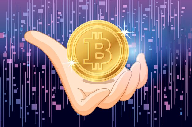 Moneda digital en una mano