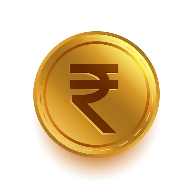 Moneda digital símbolo de la rupia india en la moneda de oro