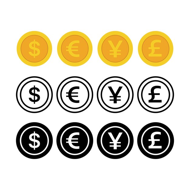 Monedas Dólar Libra Euro Y Yen