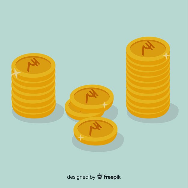 Vector gratuito monedas doradas de rupias indias apiladas