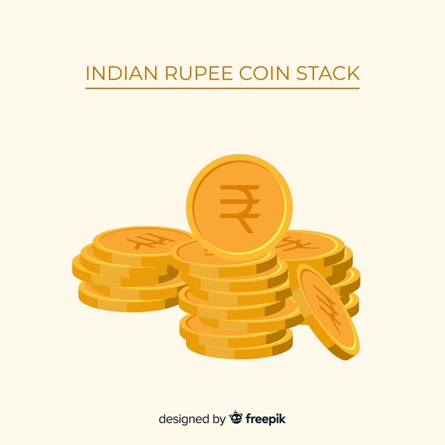 Monedas de rupias apiladas