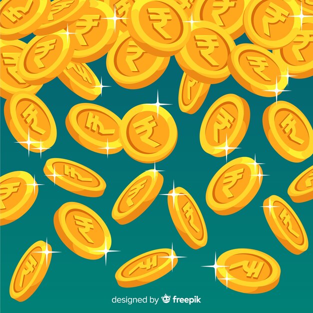 Monedas de rupias indias cayendo