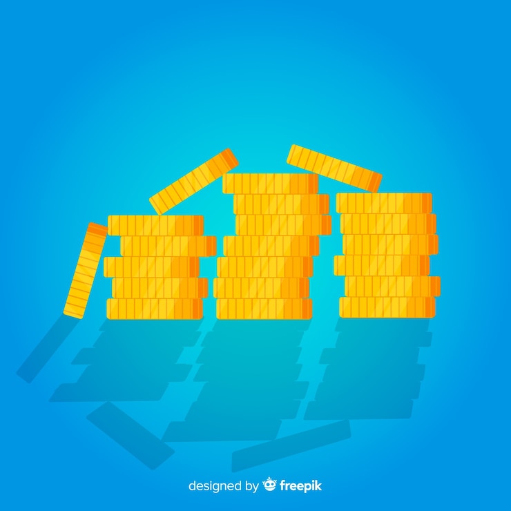 Vector gratuito monedas de rupias indias doradas y apiladas