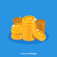Vector gratuito monedas de rupias indias doradas y apiladas