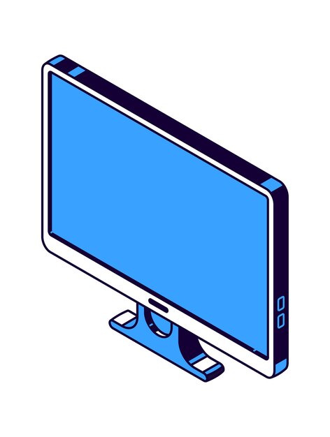 Monitor de computadora, iconos vectoriales isométricos de tv plana