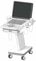 Vector gratuito monitor de ultrasonido de embarazo sobre fondo blanco.