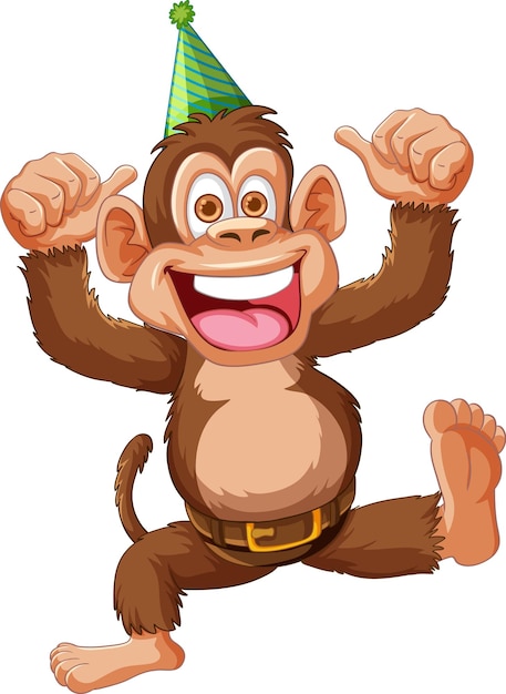 Vector gratuito un mono alegre celebrando con alegría