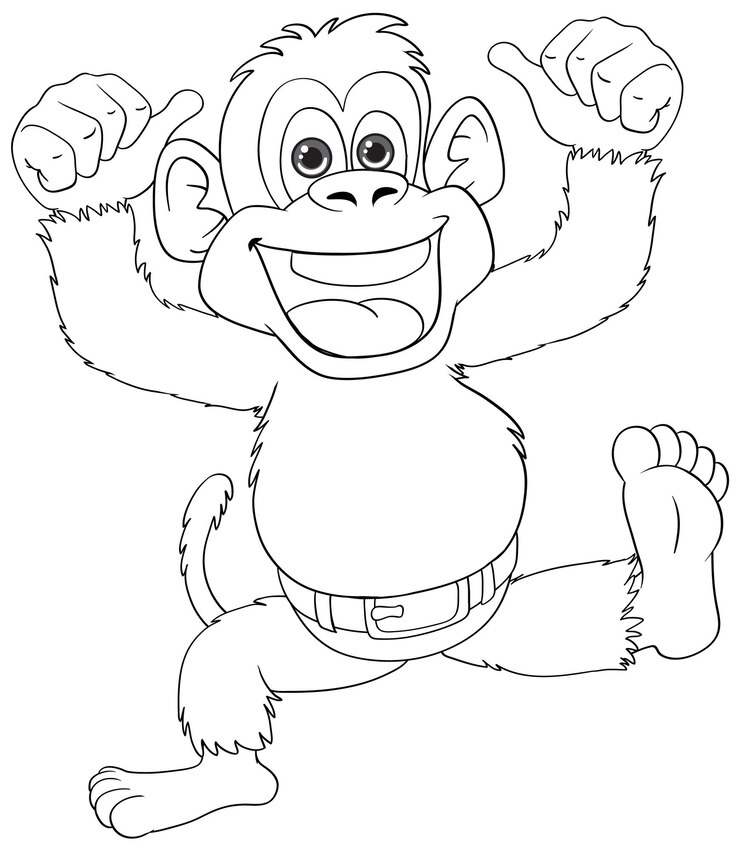 Vector gratuito un mono alegre disfrutando de la libertad