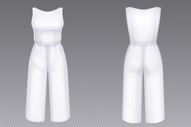 Mono blanco de mujer con mockup de pantalón